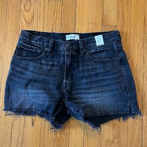 Abercrombie & Fitch Black Washed Denim Frayed Hem Shorts